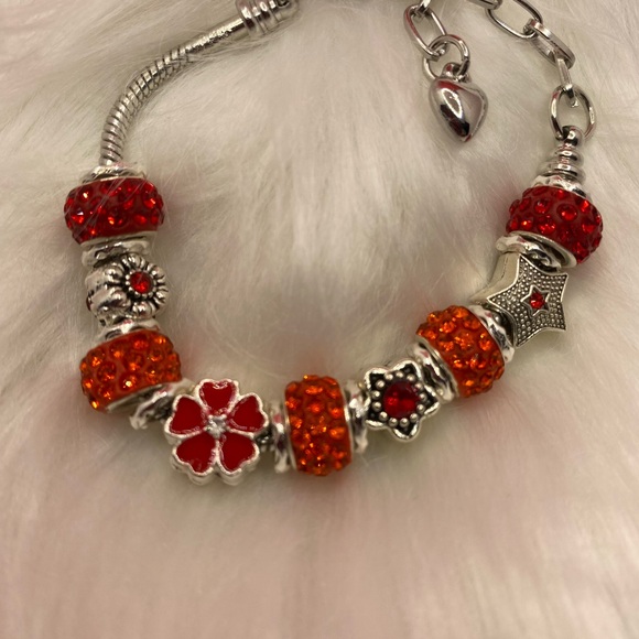 Deluxe charm bracelets, silver plated, snake chain with heart clasps - Picture 11 of 16